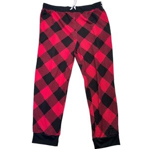 Sub_Urban Riot‎ Pajama Bottoms Women 2XL Red Black Tartan Joggers Soft Fleece